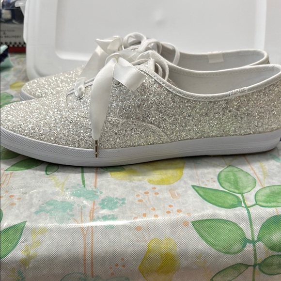 Kate Spade Women's Glitter Sneakers - Silver White - Picture 2 of 7